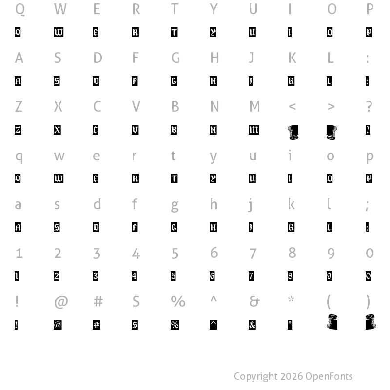 Character Map of [BANNER] Regular