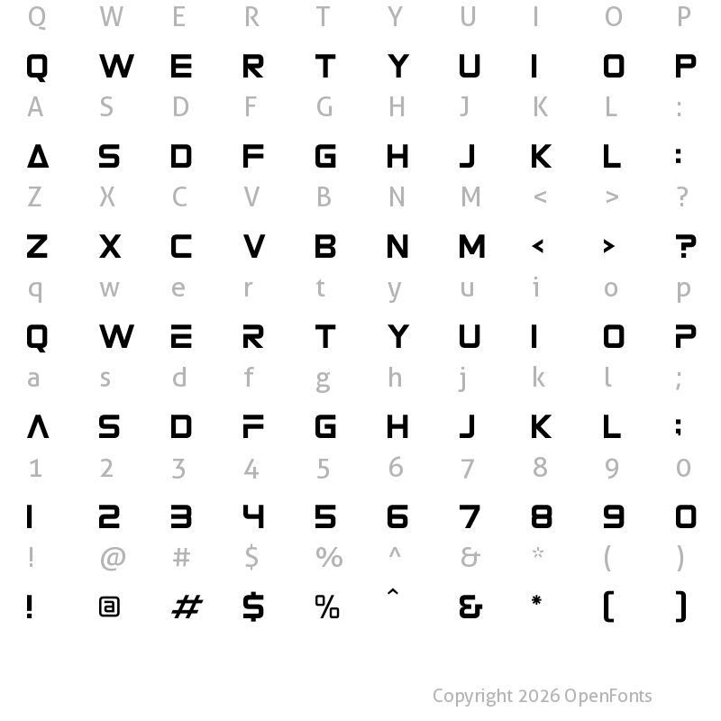 Character Map of Barakat Regular