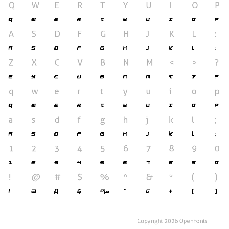 Character Map of Barbarella Regular