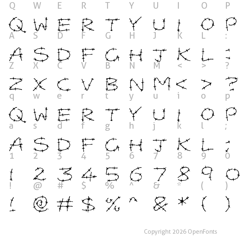 Character Map of Barbed Wires Regular