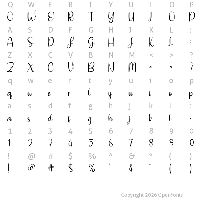 Character Map of Barbie Girl Regular