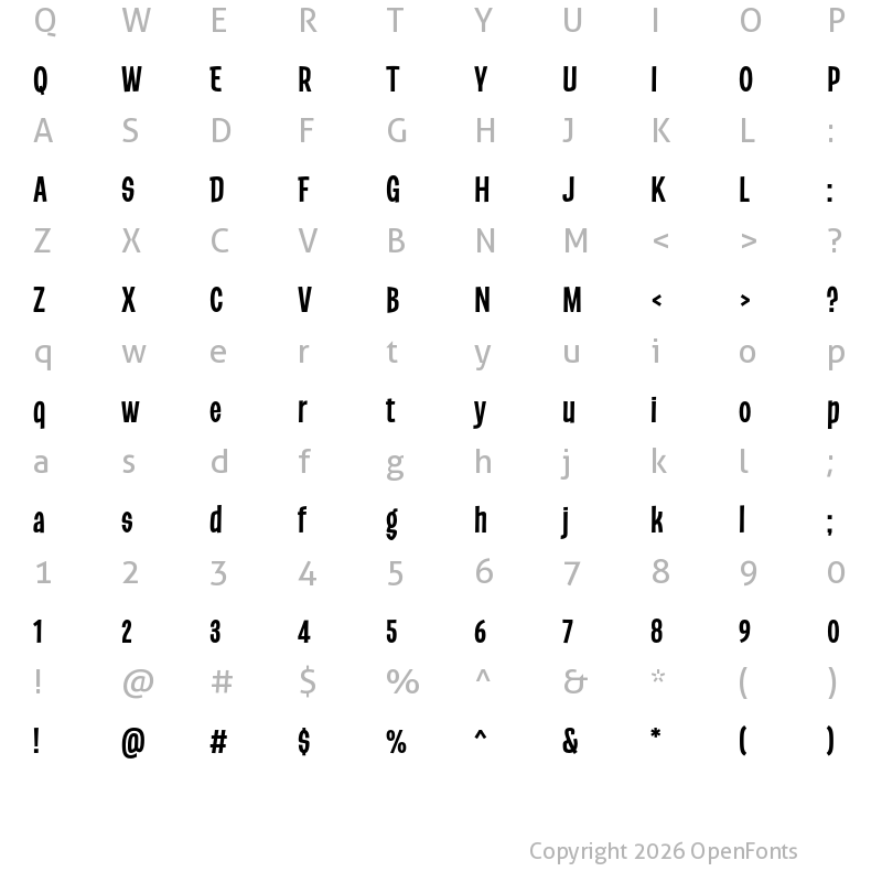 Character Map of Barbieri Light