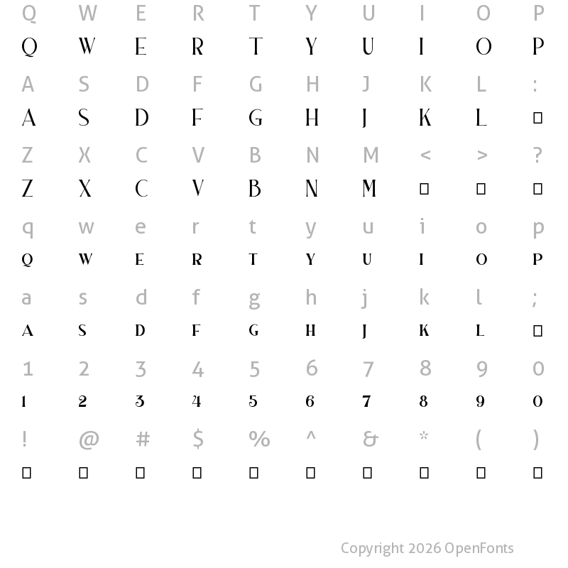 Character Map of Barchella Drumal Regular