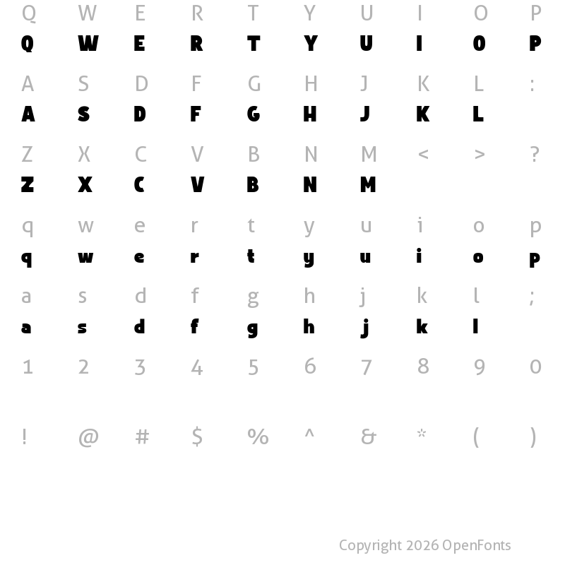 Character Map of Bardy Regular