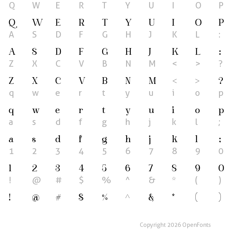Character Map of Barfiola FREE FOR PERSONAL USE Regular