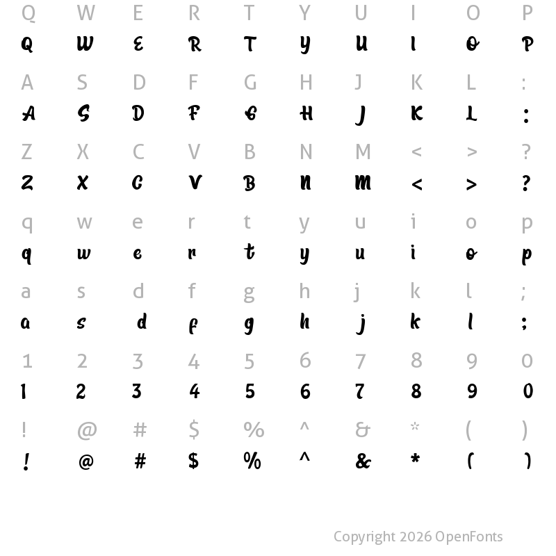 Character Map of BARIKA Regular
