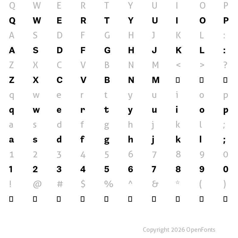 Character Map of Barnet Sans Bold