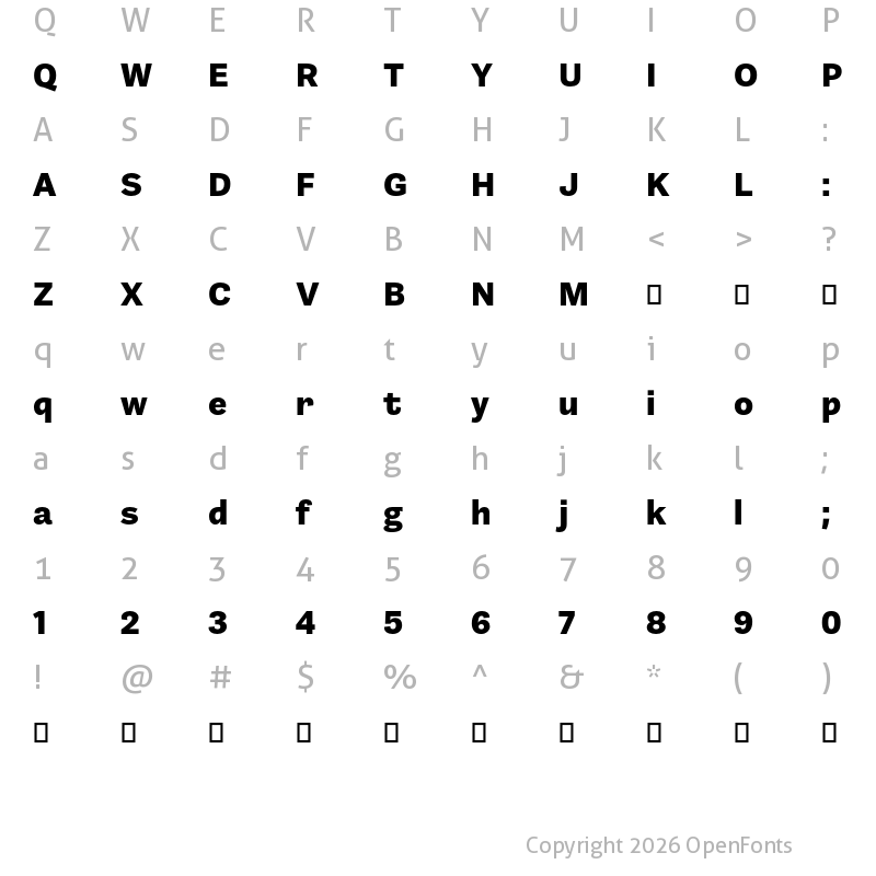 Character Map of Barnet Sans Heavy