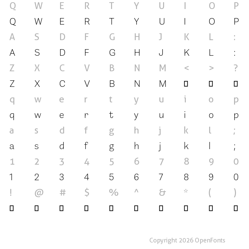 Character Map of Barnet Sans Light