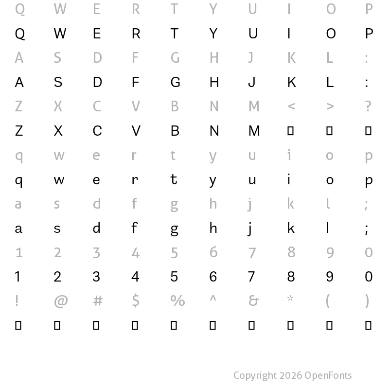 Character Map of Barnet Sans Regular