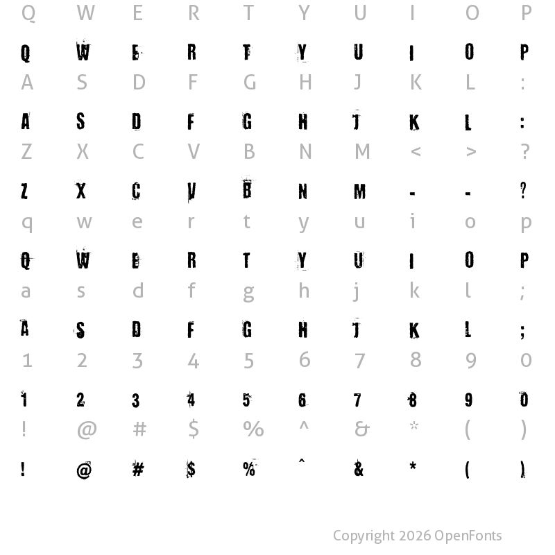 Character Map of Baron Kuffner Regular