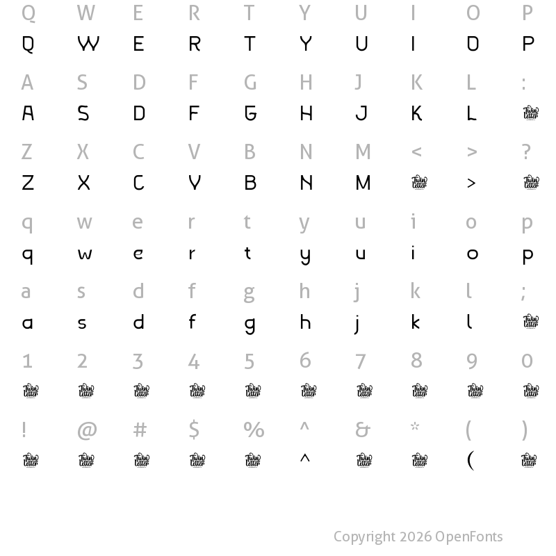 Character Map of Baroty Thin Personal Use