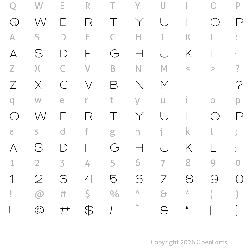 Character Map of Barques Thin
