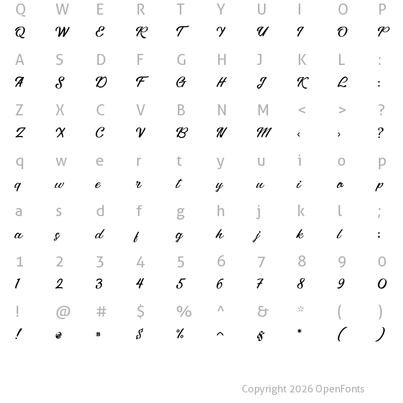 Character Map of Barthofern Regular