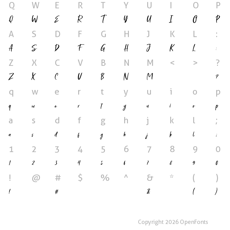 Character Map of Barthony Regular