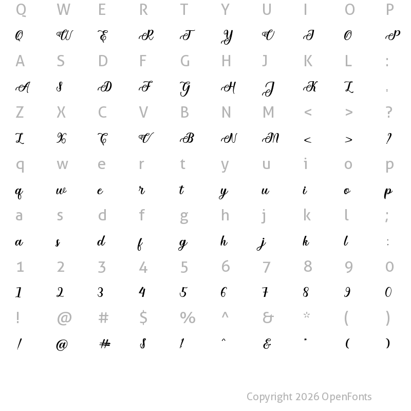 Character Map of Baru Regular