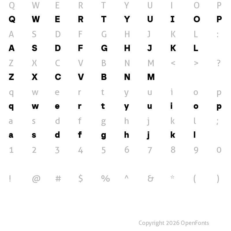 Character Map of Baru Sans Demo Black