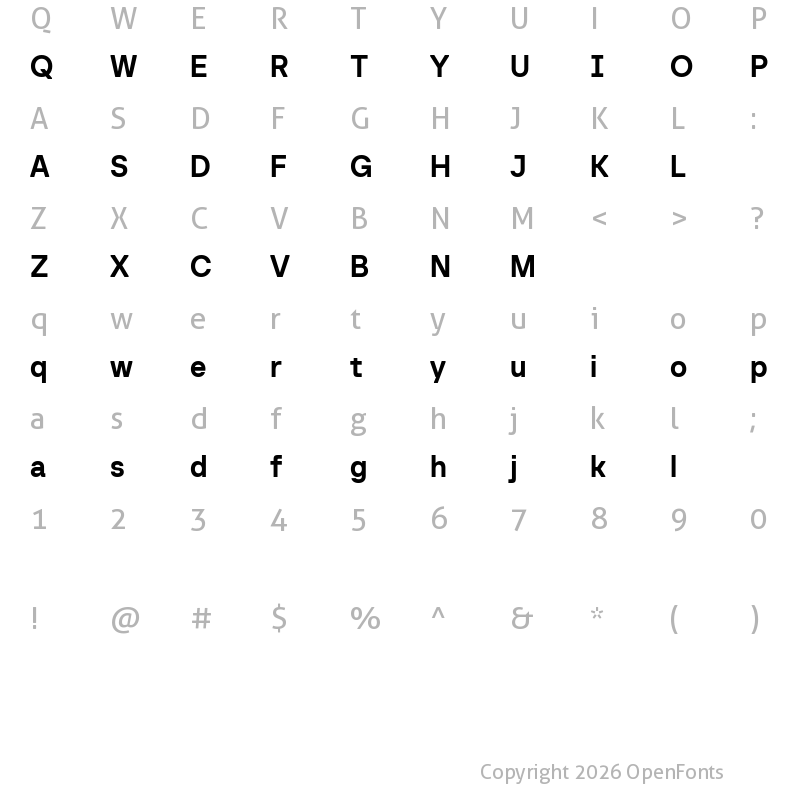 Character Map of Baru Sans Demo Bold