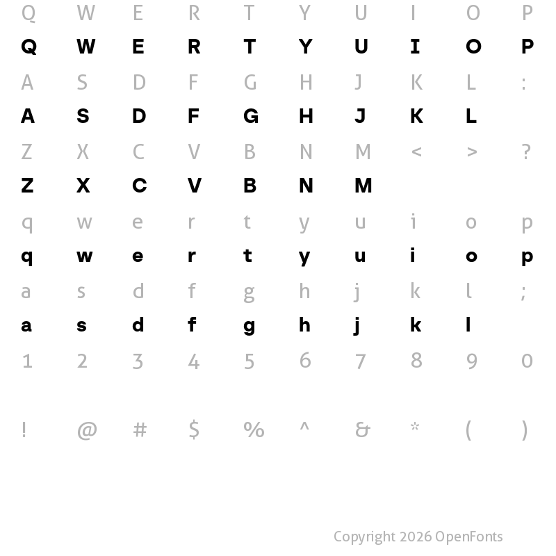 Character Map of Baru Sans Demo Extra Bold