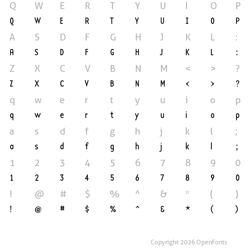 Character Map of Base 12 Sans OT Reg