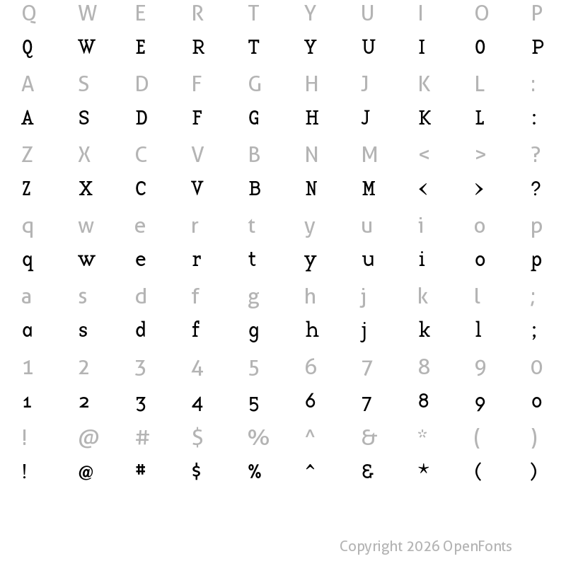 Character Map of Base 12 Serif OT Reg