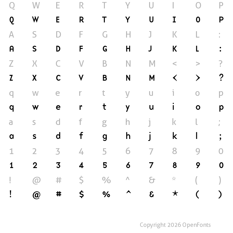 Character Map of Base 9 Sans OT Reg