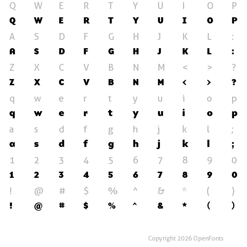 Character Map of Base 900 Sans OT Heavy