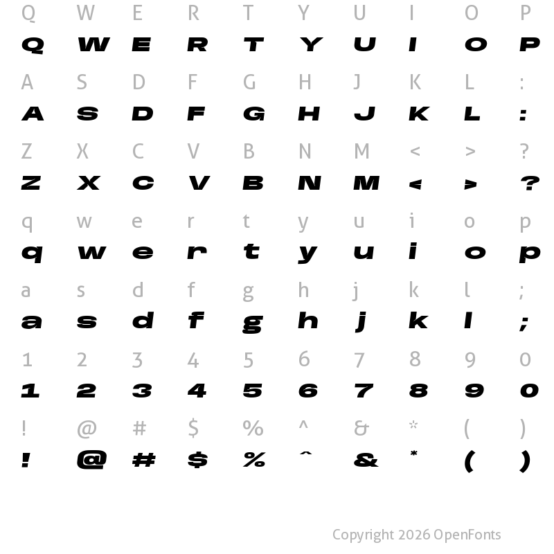 Character Map of Base Neue Super Expanded Black Oblique