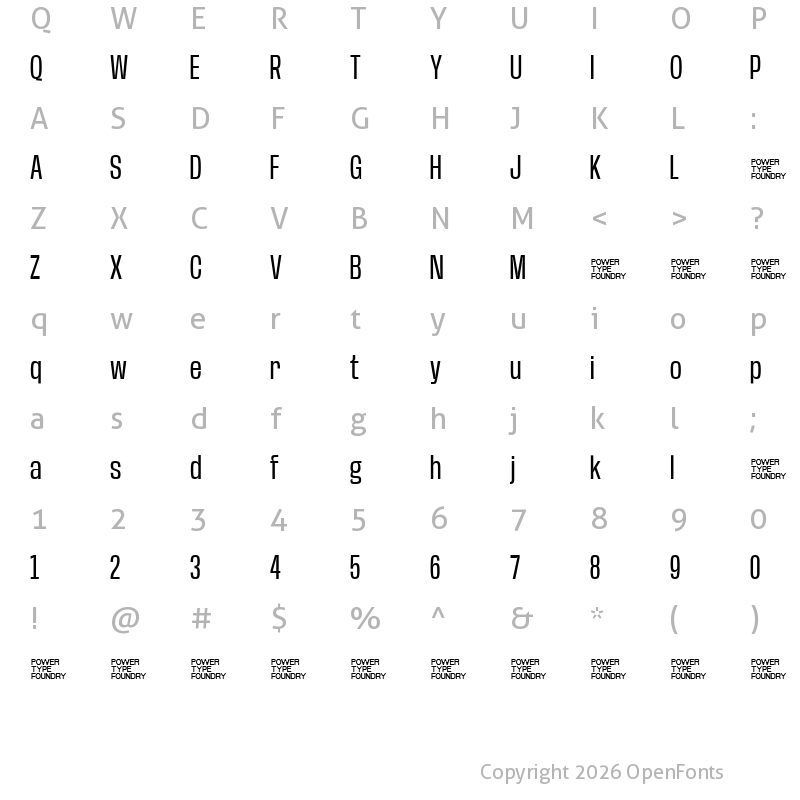 Character Map of Base Neue Trial Condensed
