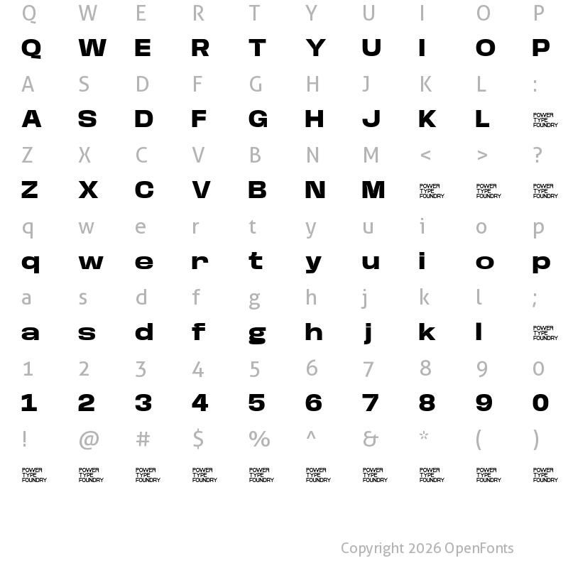 Character Map of Base Neue Trial Expanded Extra Bold