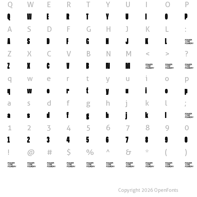Character Map of Base Neue Trial Super Cond Black