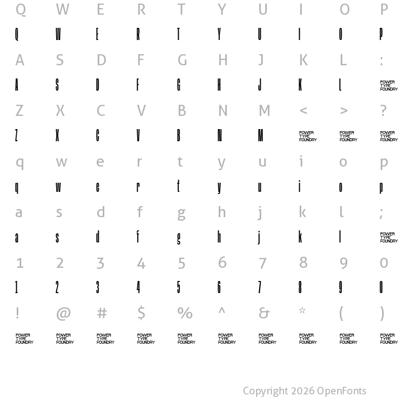 Character Map of Base Neue Trial Super Cond
