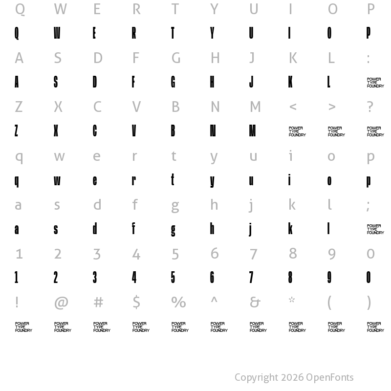 Character Map of Base Neue Trial Super Cond Semi Bold