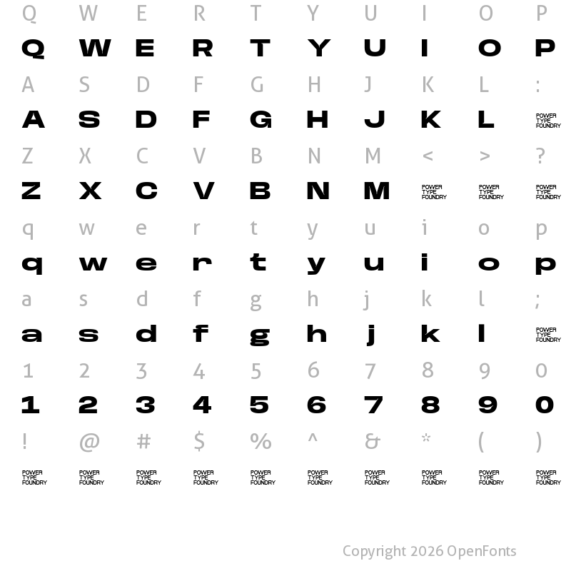 Character Map of Base Neue Trial Super Exp Extra Bold