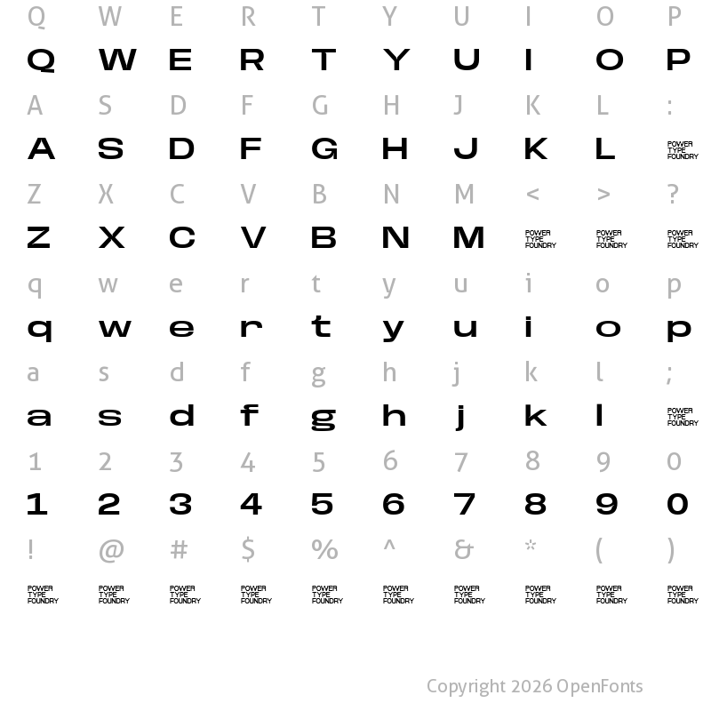 Character Map of Base Neue Trial Super Exp Semi Bold