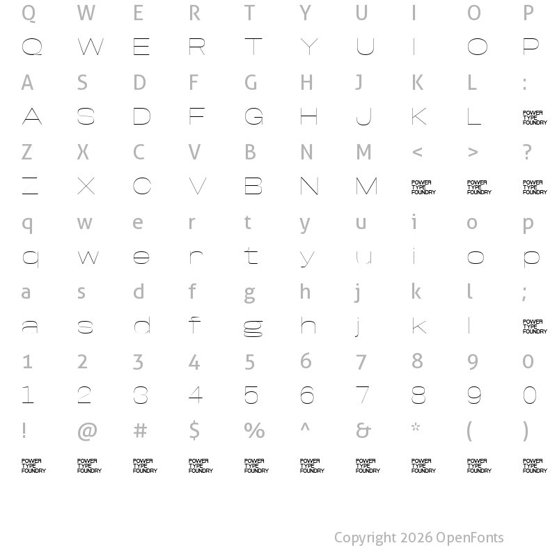 Character Map of Base Neue Trial Super Exp Thin