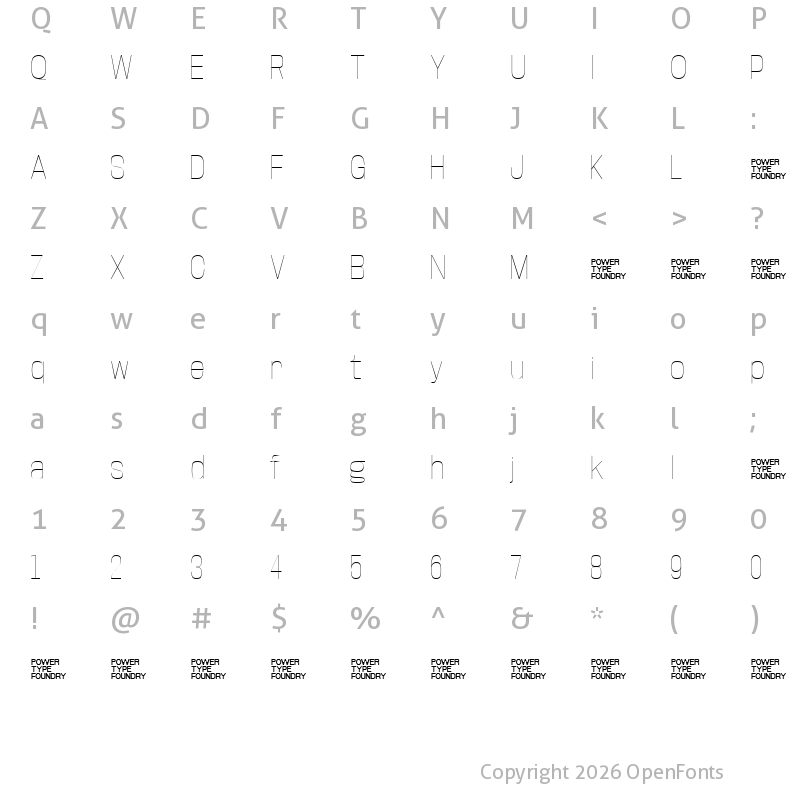Character Map of Base Neue Trial Thin