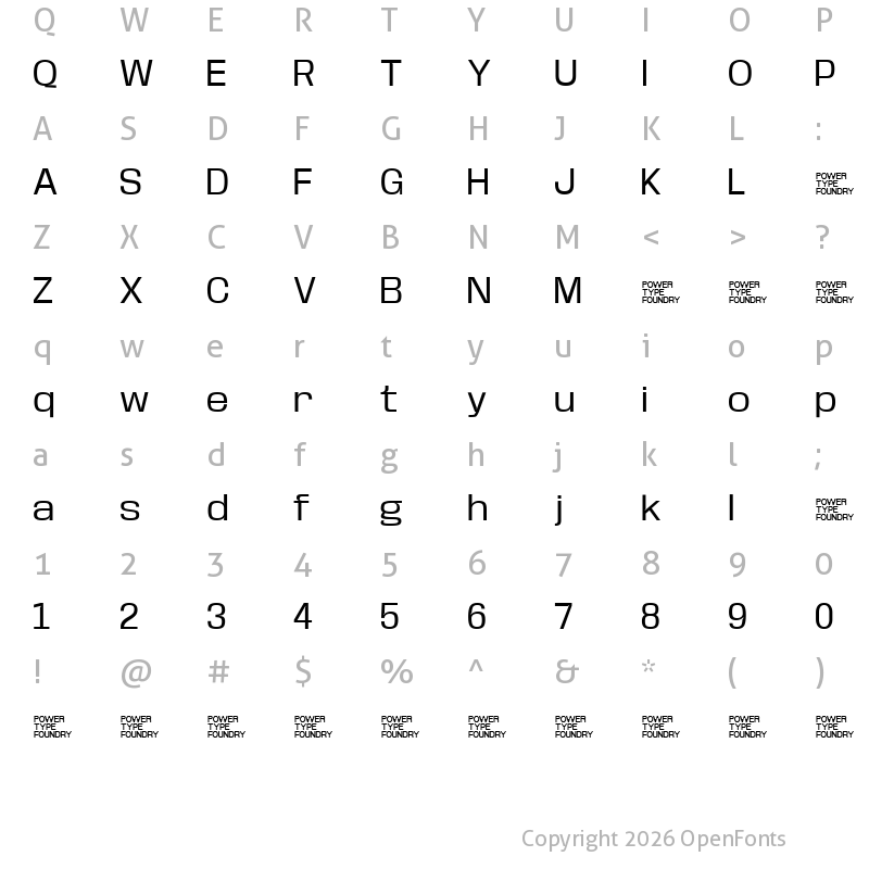 Character Map of Base Neue Trial Wide