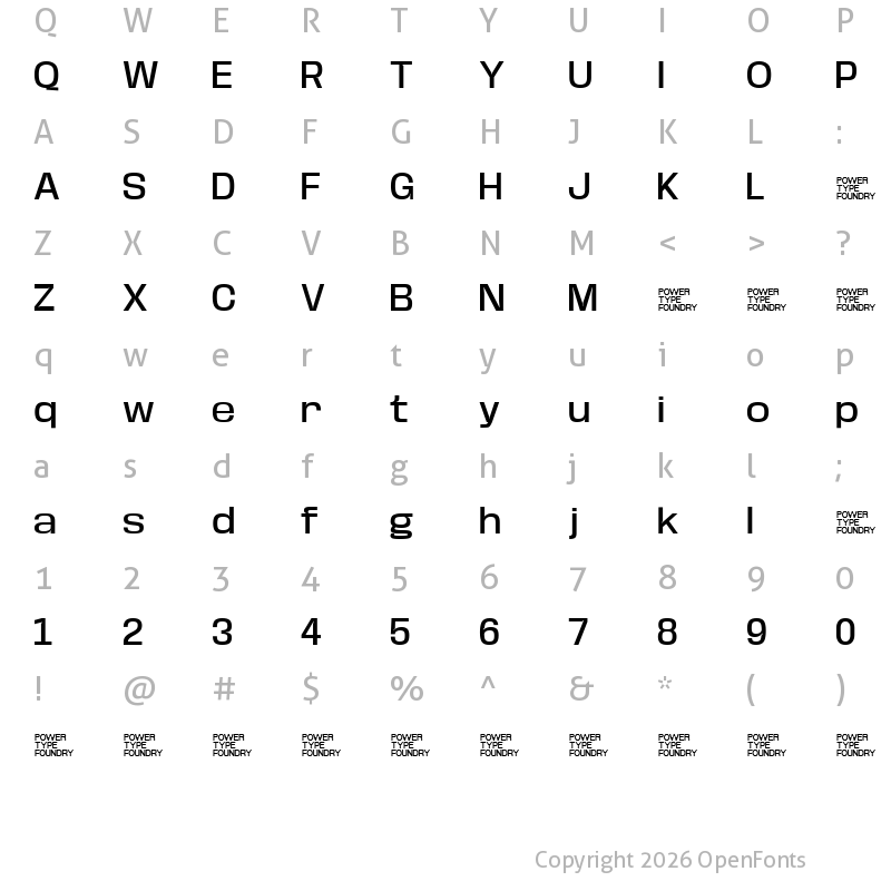 Character Map of Base Neue Trial Wide Medium