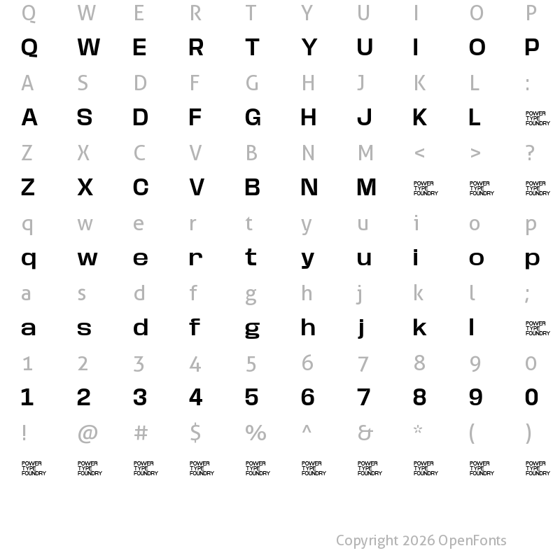 Character Map of Base Neue Trial Wide Semi Bold