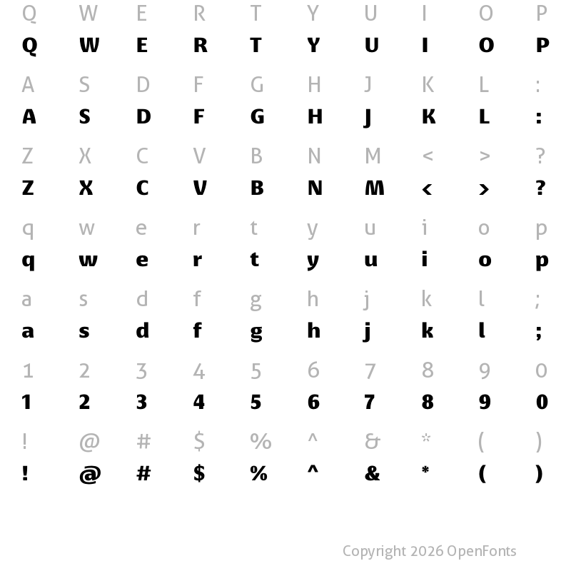 Character Map of BaselNeue-Black ?