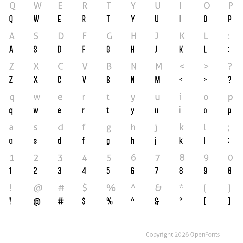 Character Map of Baserock Regular