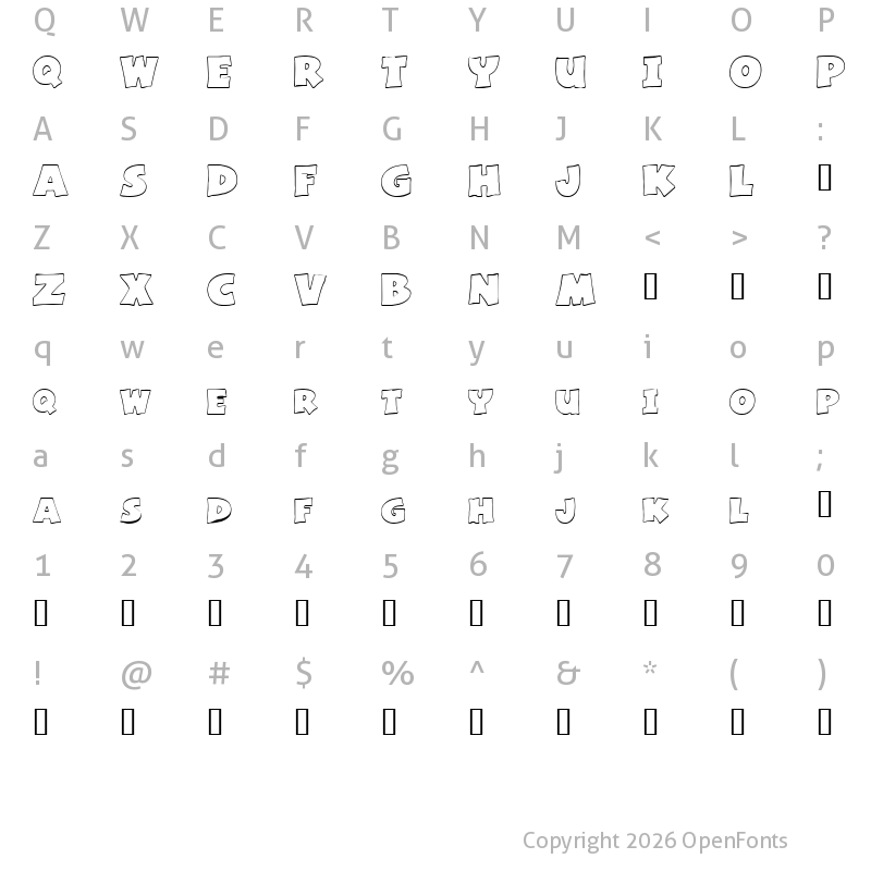 Character Map of Basic Font Regular