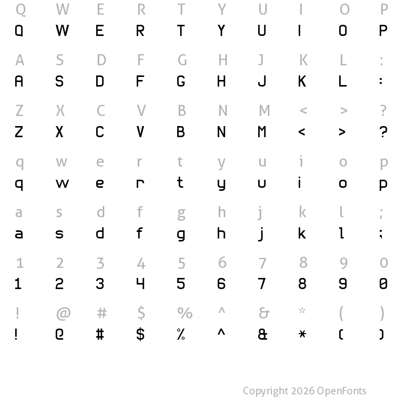 Character Map of Basic Sans Serif 7 Regular