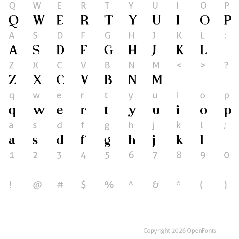 Character Map of Basics Serif Free Regular