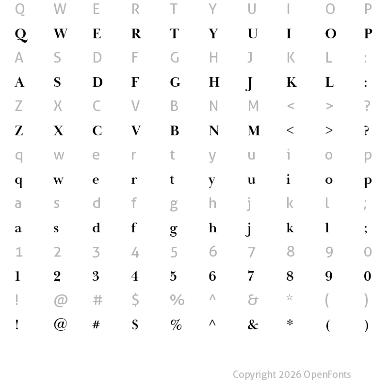 Character Map of Baskerville Display PT Bold