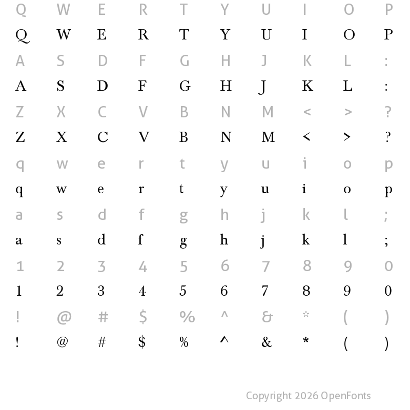 Character Map of Baskerville Normal