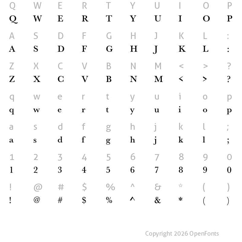 Character Map of Baskerville URW Medium