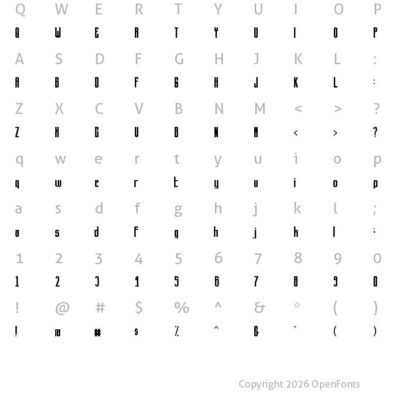 Character Map of BASO TAHU Regular