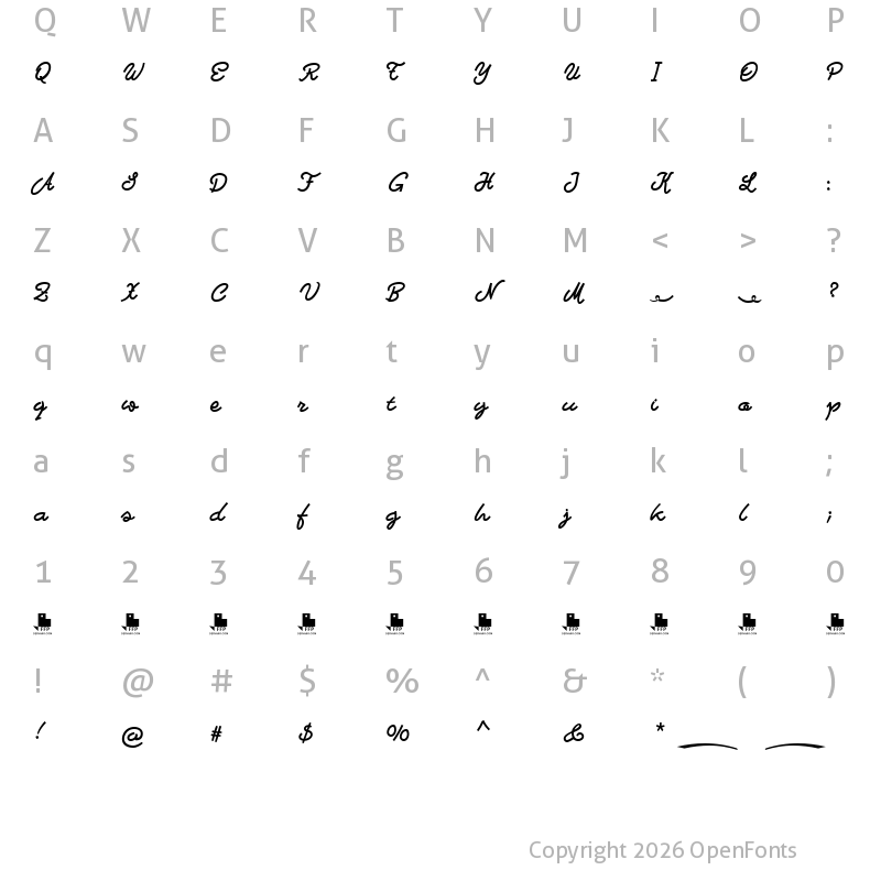 Character Map of Bastardilla FFP